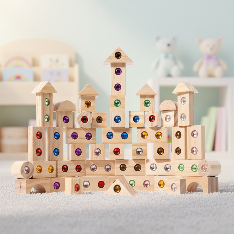 Rainbow Gem Stacking Blocks – Creativo e didattico – Set di blocchi da impilare in legno