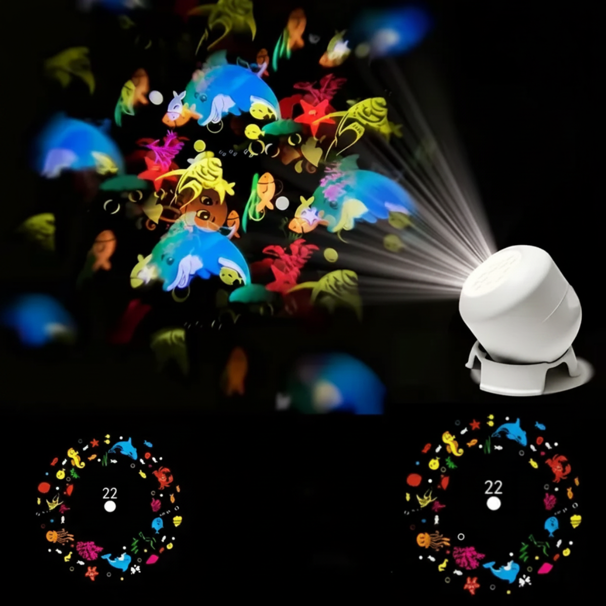 SeaDream – Divertente e istruttiva – Lampada da notte LED girevole a 360°