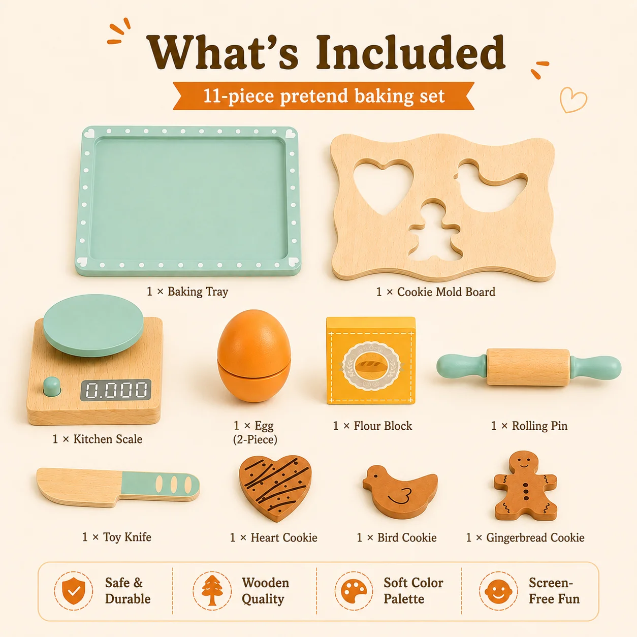 BakeBuddy – Creativo ed educativo – Set da cucina in legno