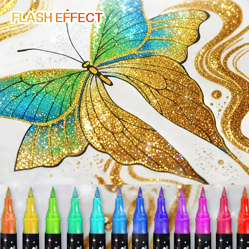 ArtShine – Colorato e brillante – Set di pennarelli glitterati e luminescenti a doppia punta