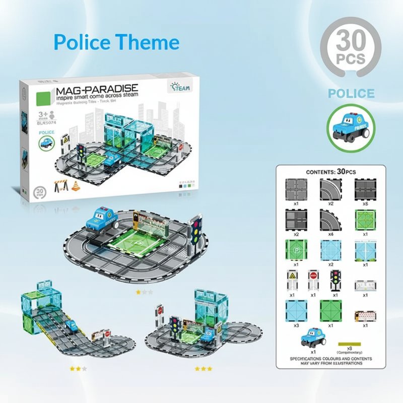 Magnetic Road Blocks – Creativo e istruttivo – Kit di costruzione «Strade magnetiche»