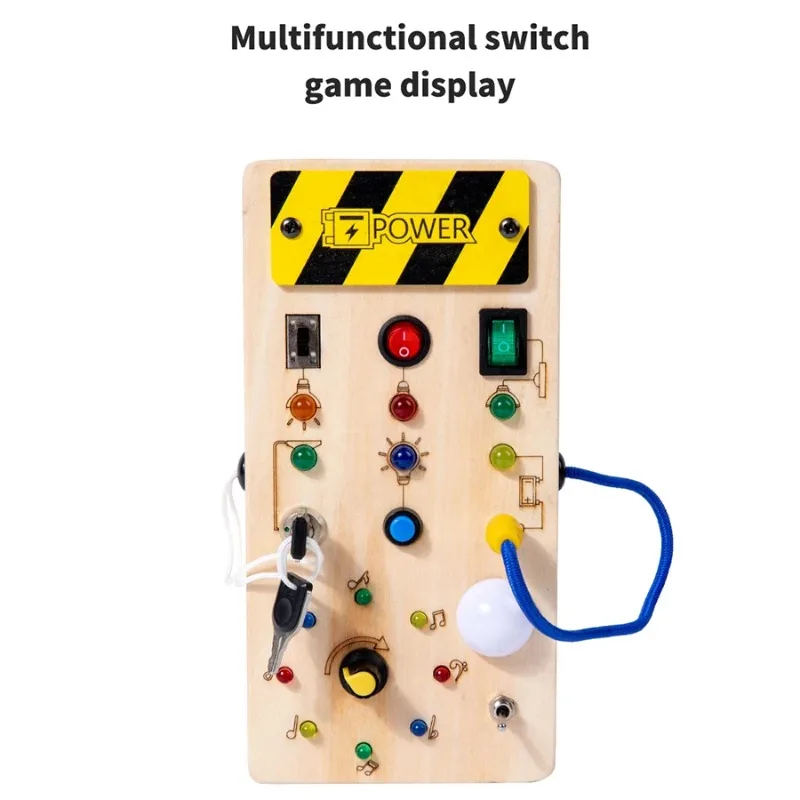 TinyTech – Busy Board in legno con lucine e interruttori – Giocattolo educativo