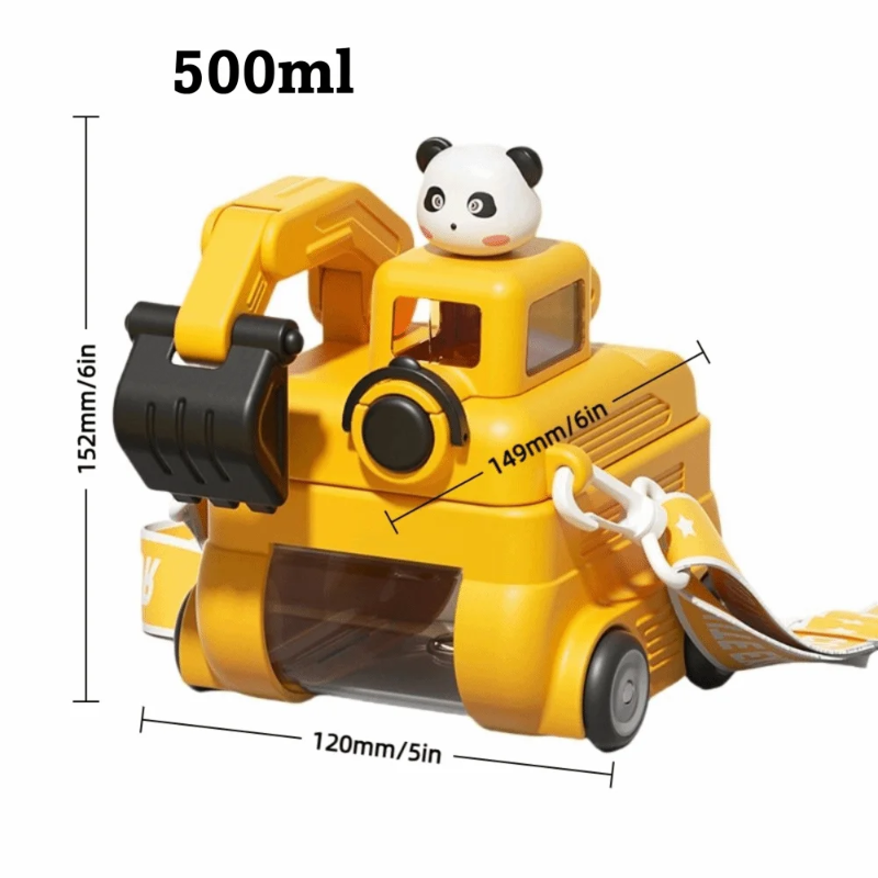 TinyExcavators – Unica e funzionale – Bottiglia d'acqua a forma di escavatore con cannuccia