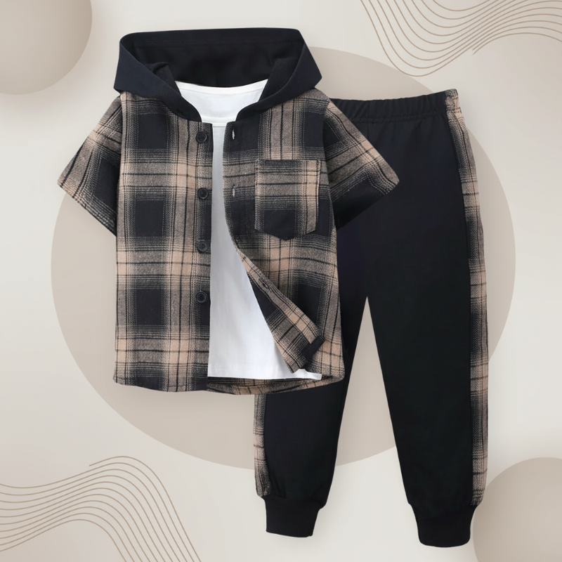 Boys Checkered Outfit – Alla moda e comodo – Set di abbigliamento a quadri per bambini
