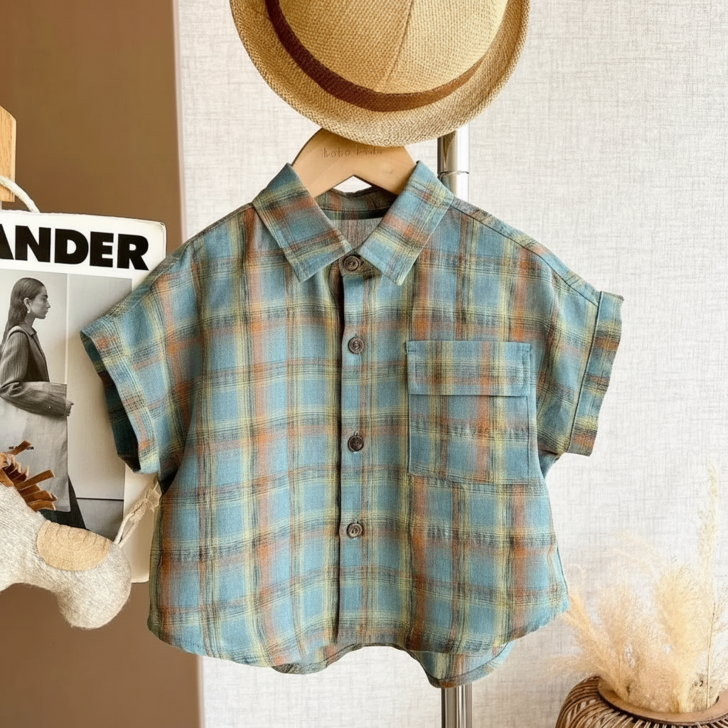LittleGent – Trendy & Casual – Set da ragazzo con camicia a quadri e pantaloncini