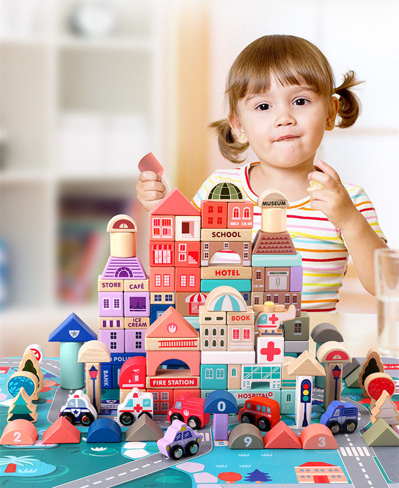 BuildJoy – Educativo e divertente – Blocchi da costruzione in legno nella città