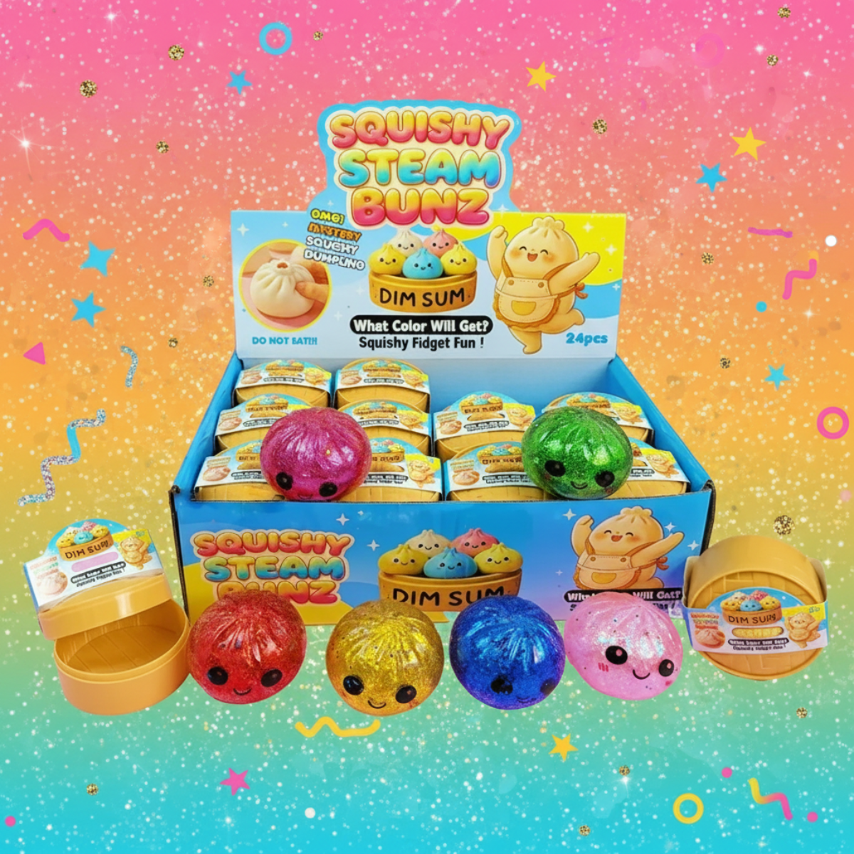 FunSquish – Colori vivaci e divertimento con i glitter – Gnocchetti morbidi glitterati