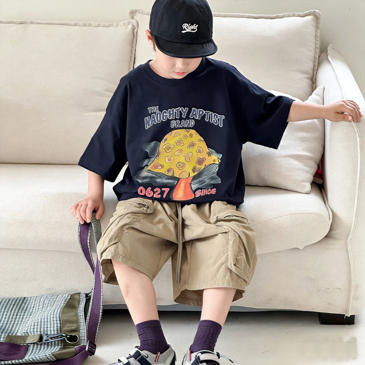 MushroomPlay – Casual & Streetwear – Maglietta oversize con stampa a funghi