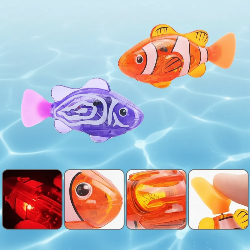 TinySwim – Divertimento e movimento – Pesciolino elettronico da piscina con luce LED