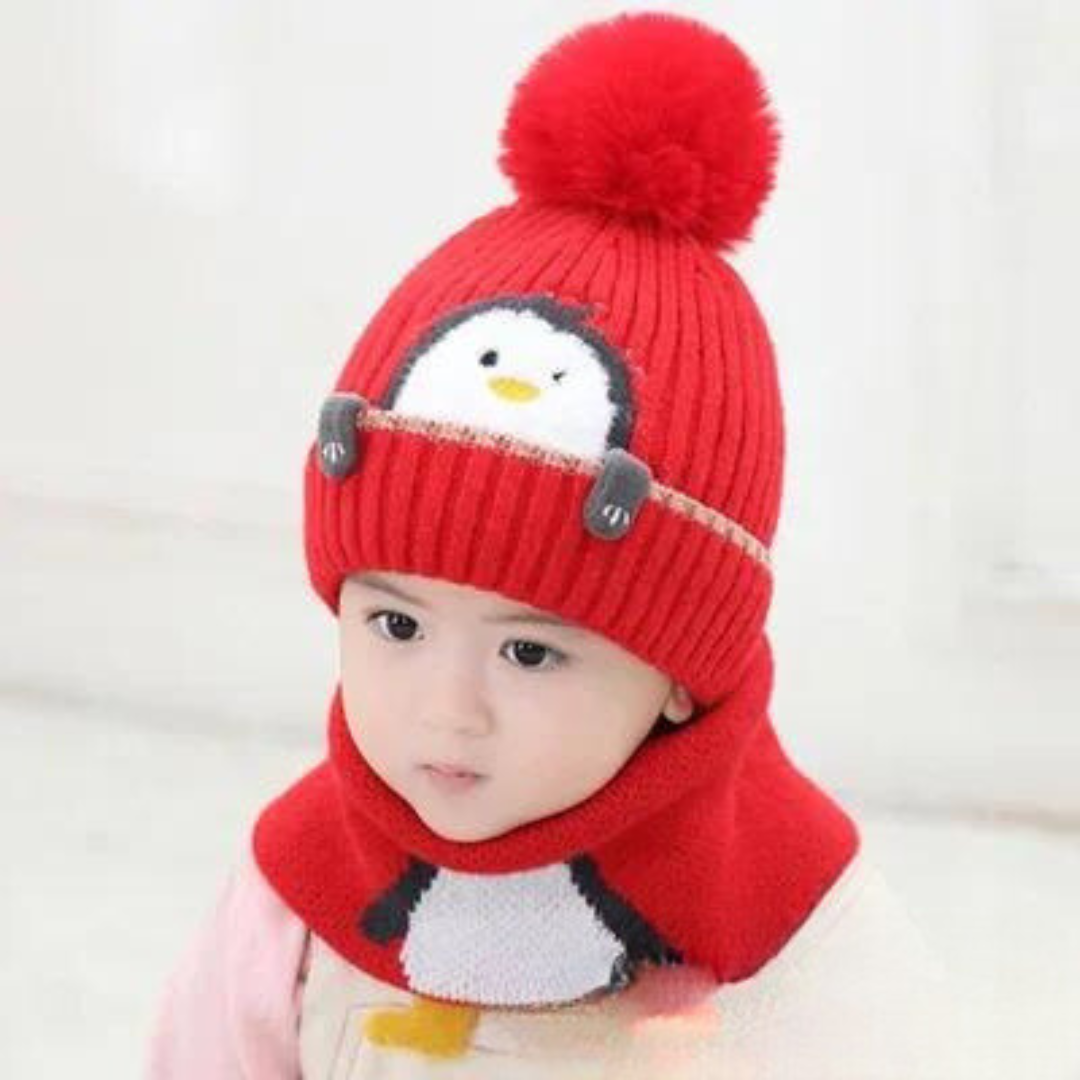 Mini Fashion™ - Design fantasia pinguino - Cuffia e sciarpa per bambini