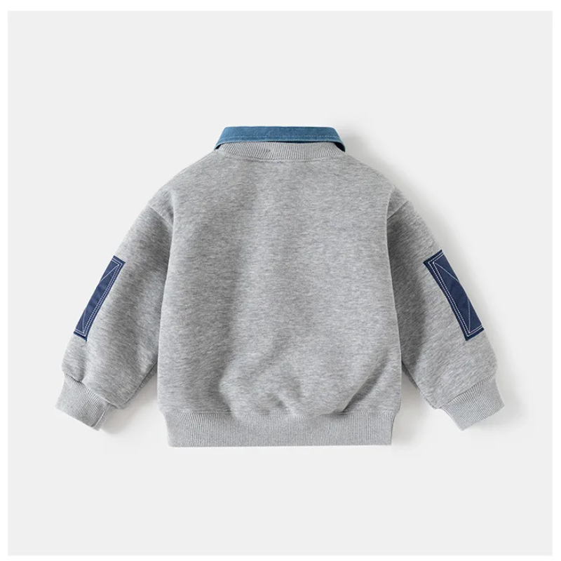 CoolJunior – Caldo ed elegante – Maglione da ragazzo con collo in denim