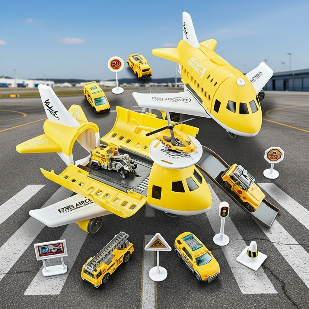 MiniAirBase – Interattivo ed educativo – Set da gioco aeroporto con veicoli
