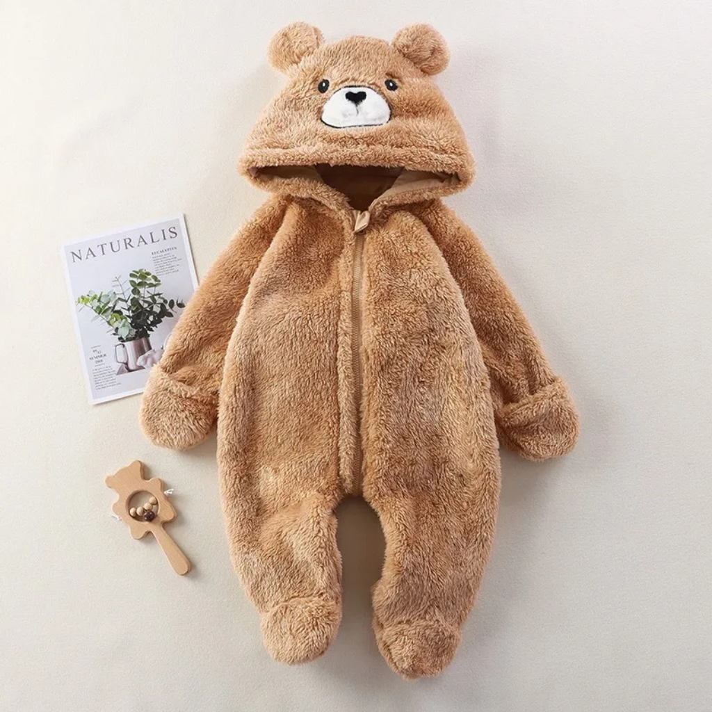 CozyBear – Morbido e caldo – Tutina per neonati con cappuccio a forma di animale