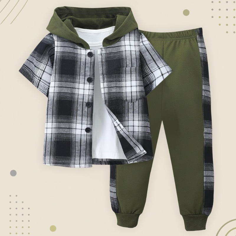 Boys Checkered Outfit – Alla moda e comodo – Set di abbigliamento a quadri per bambini