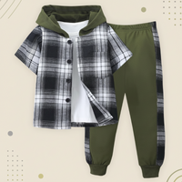 Thumbnail for Boys Checkered Outfit – Alla moda e comodo – Set di abbigliamento a quadri per bambini