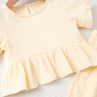 Thumbnail for SoftCharm – Elegante e comodo – Set da bambina con top con volant e pantaloni lunghi
