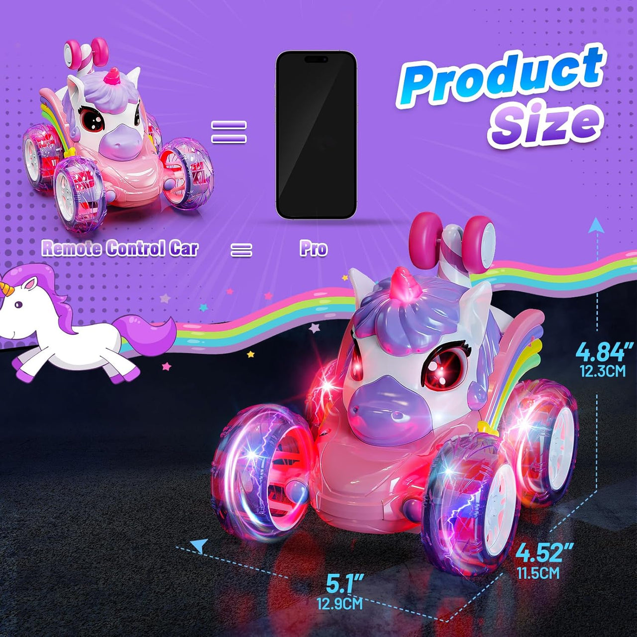 GlowRide – Colorato e dinamico – Auto RC Unicorno