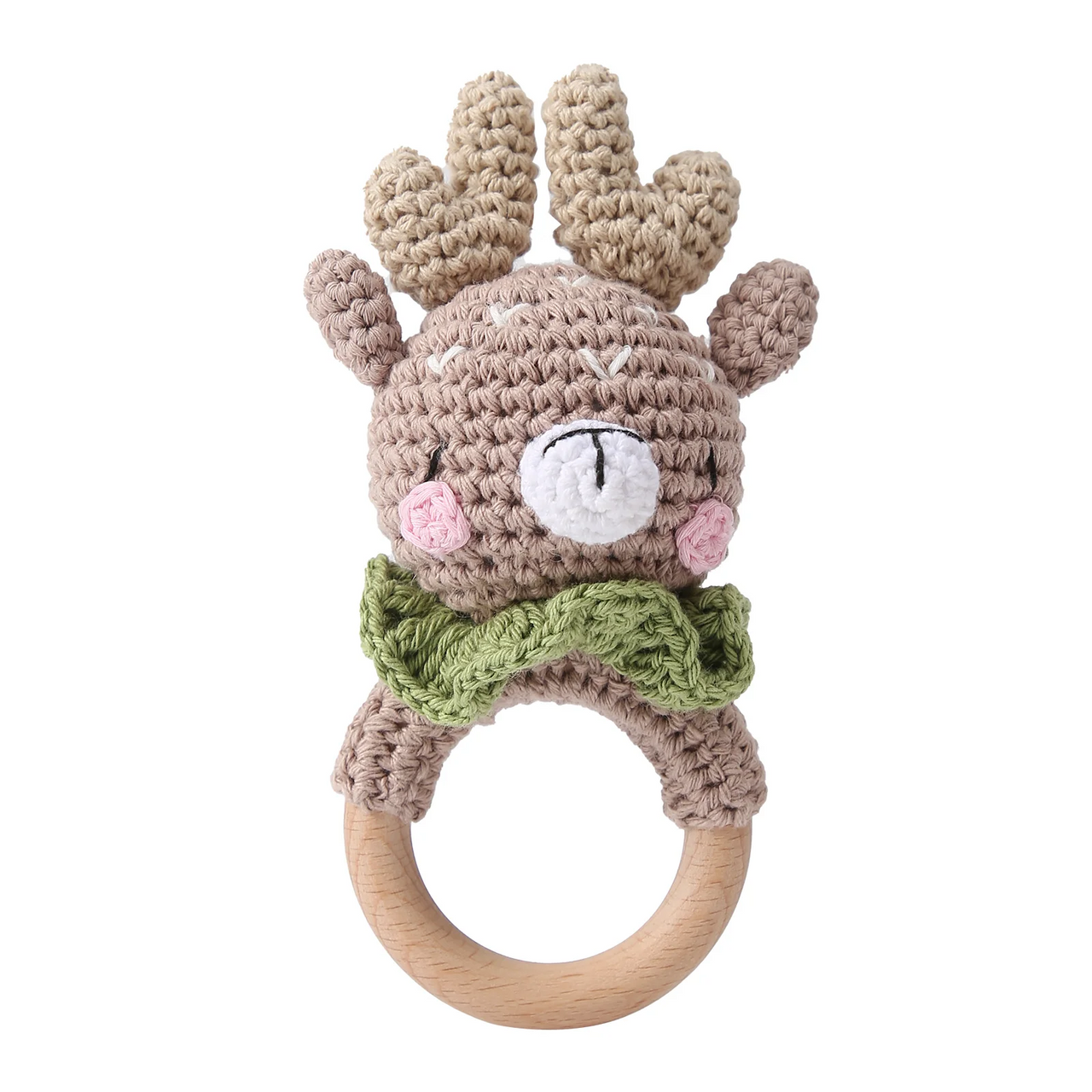 CuddleRattle – Morbido e divertente – Sonaglio per neonati lavorato all’uncinetto con anello in legno