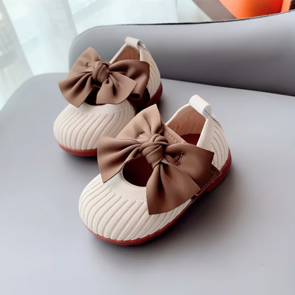 SweetBow – Carino e pratico – Scarpine da neonato lavorate a maglia con fiocco a farfalla