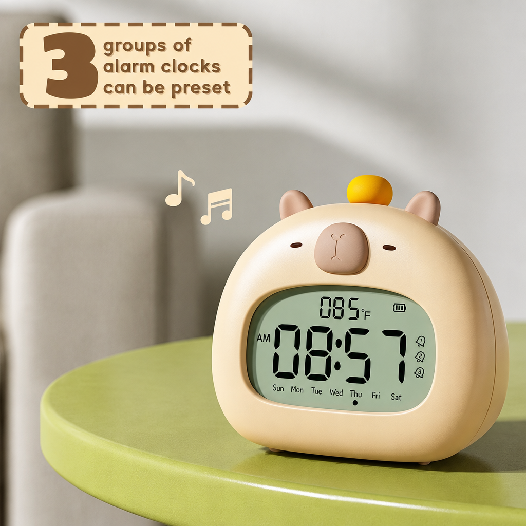 CappyClock – Carino e multifunzionale – Sveglia digitale per bambini con lucina notturna