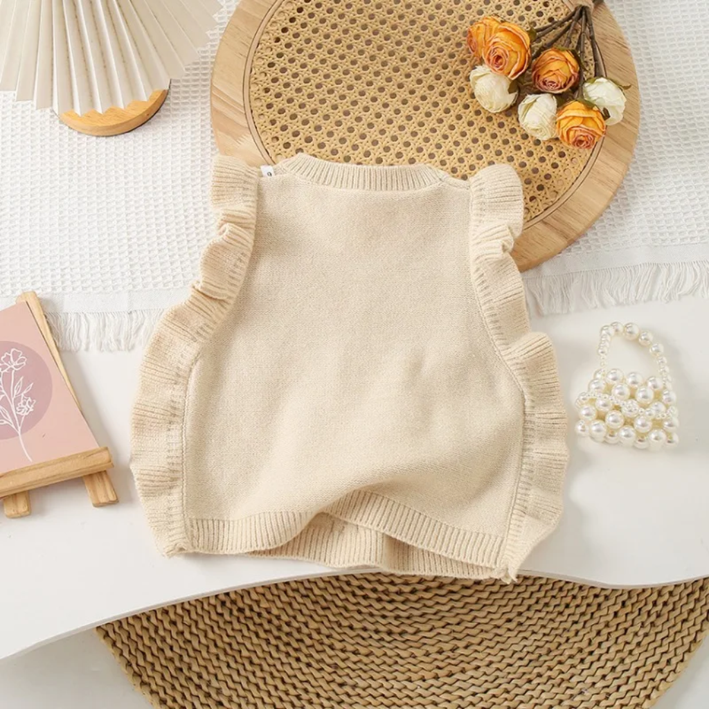 LittlePetal – Dolce e comodo – Cardigan senza maniche da bambina con motivi floreali