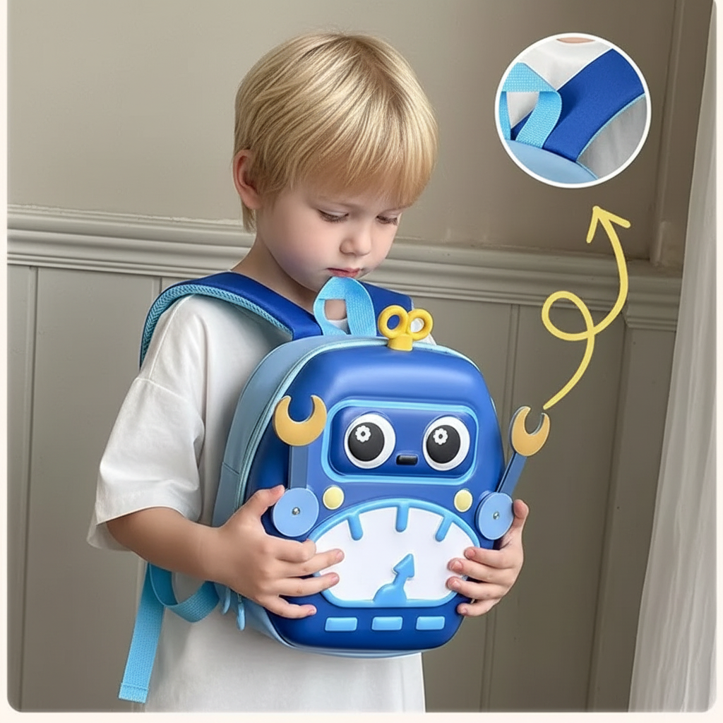 MiniBot – Grintoso e pratico – Zaino per bambini con motivo robot