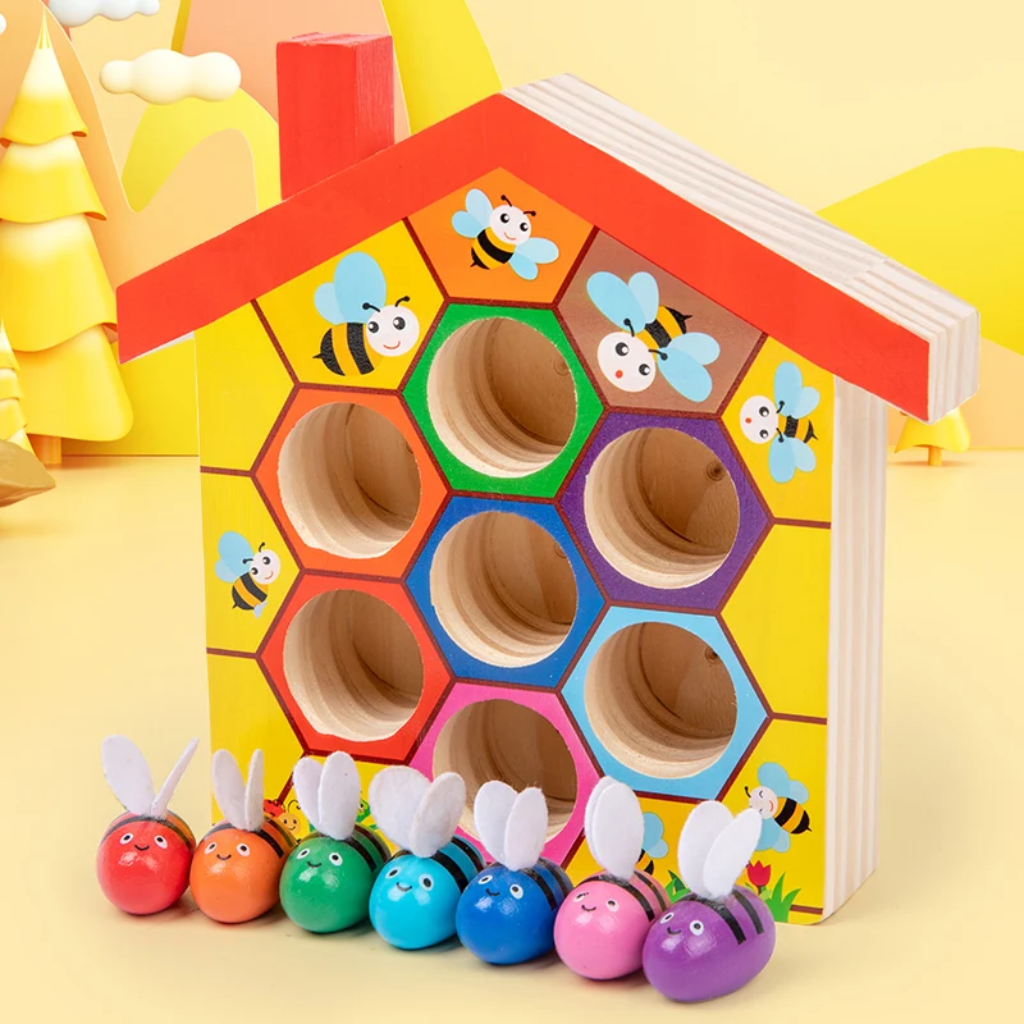 HoneyHive – Montessori & Educativo – Gioco di smistamento delle api in legno