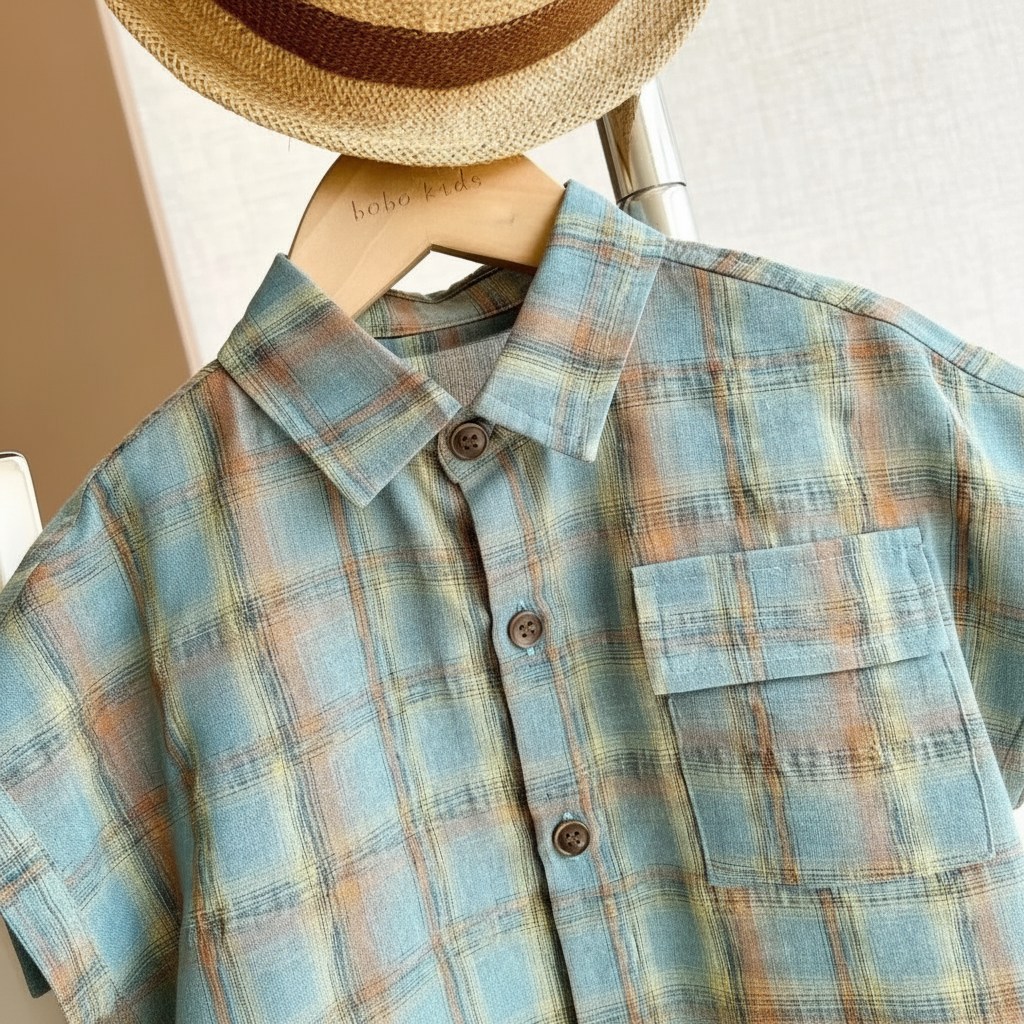 LittleGent – Trendy & Casual – Set da ragazzo con camicia a quadri e pantaloncini