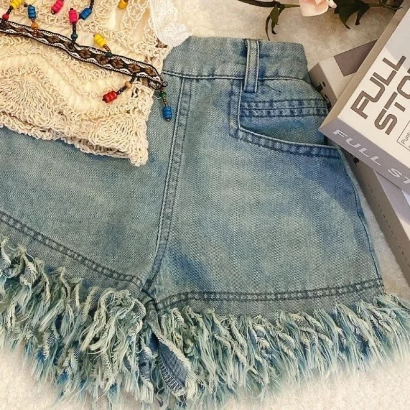 MiniChic – Elegante e comodo – Set composto da top in stile boho e pantaloncini di jeans