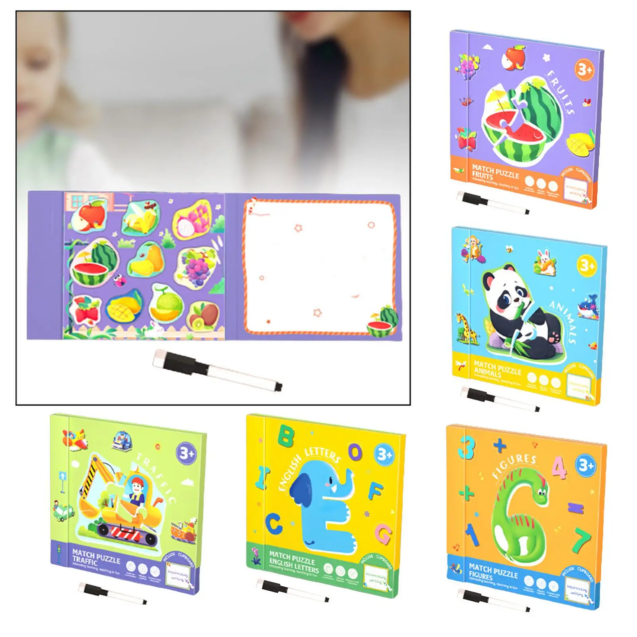 SmartMatch – Divertente e istruttivo – Libro magnetico 2 in 1 con disegni e puzzle