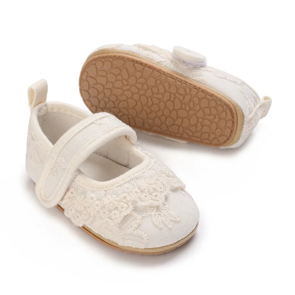 PrincessLace – Eleganti e carine – Scarpine da neonato con pizzo e chiusura in velcro