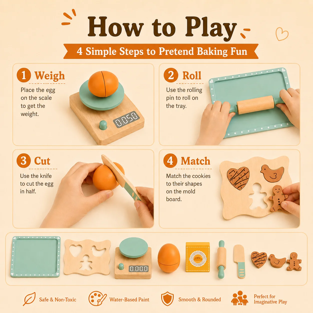 BakeBuddy – Creativo ed educativo – Set da cucina in legno