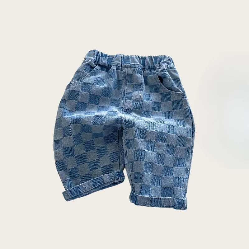 DenimCheck – Comodi e alla moda – Pantaloni per bambini con motivo a quadretti