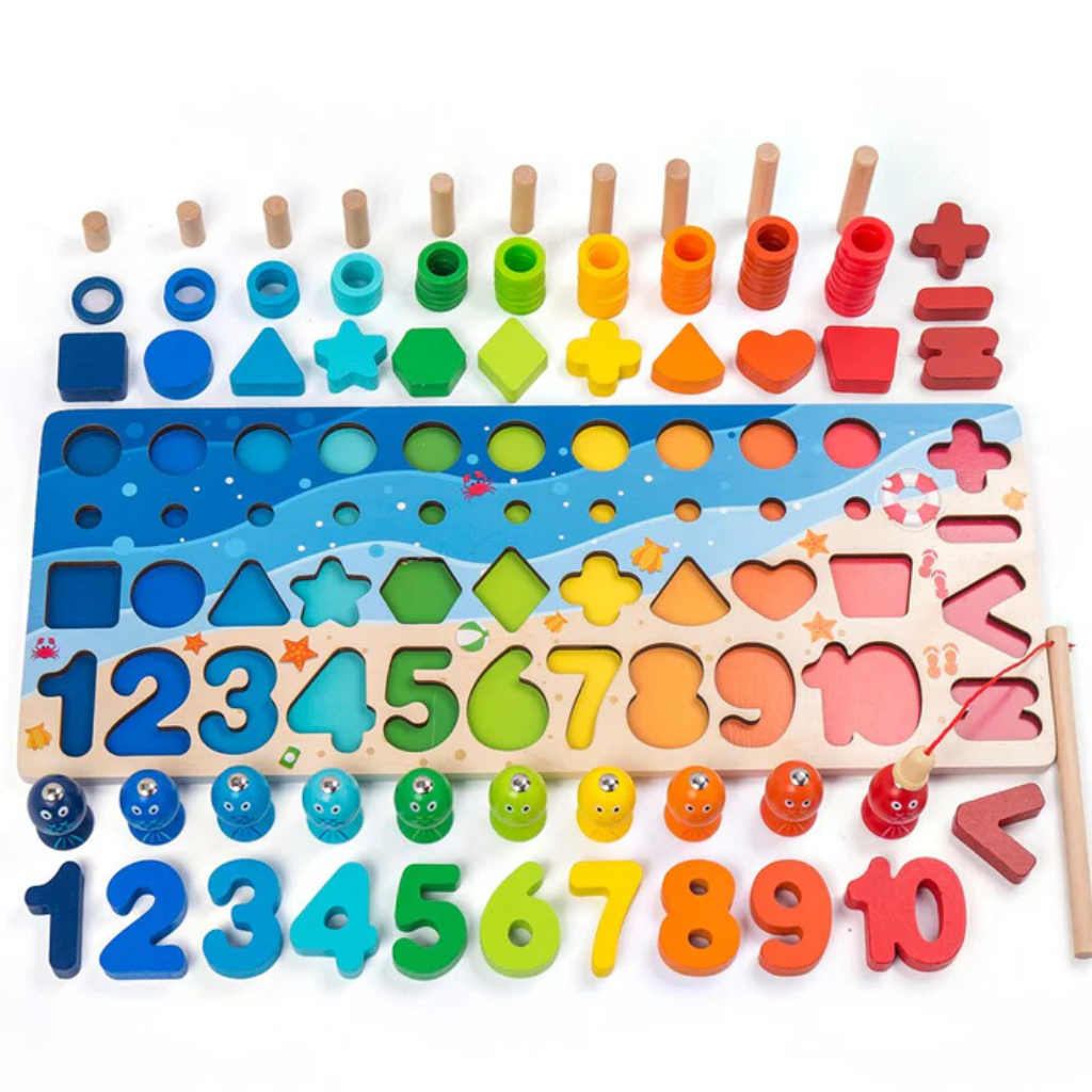 Woods™ - Sviluppo delle abilità - Pannello da gioco in legno Montessori