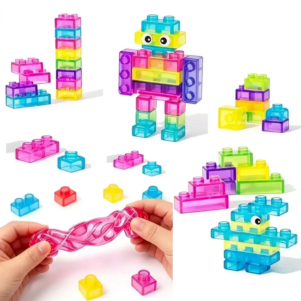 JellyBuild – Morbidi e creativi – Mattoncini flessibili in gelatina