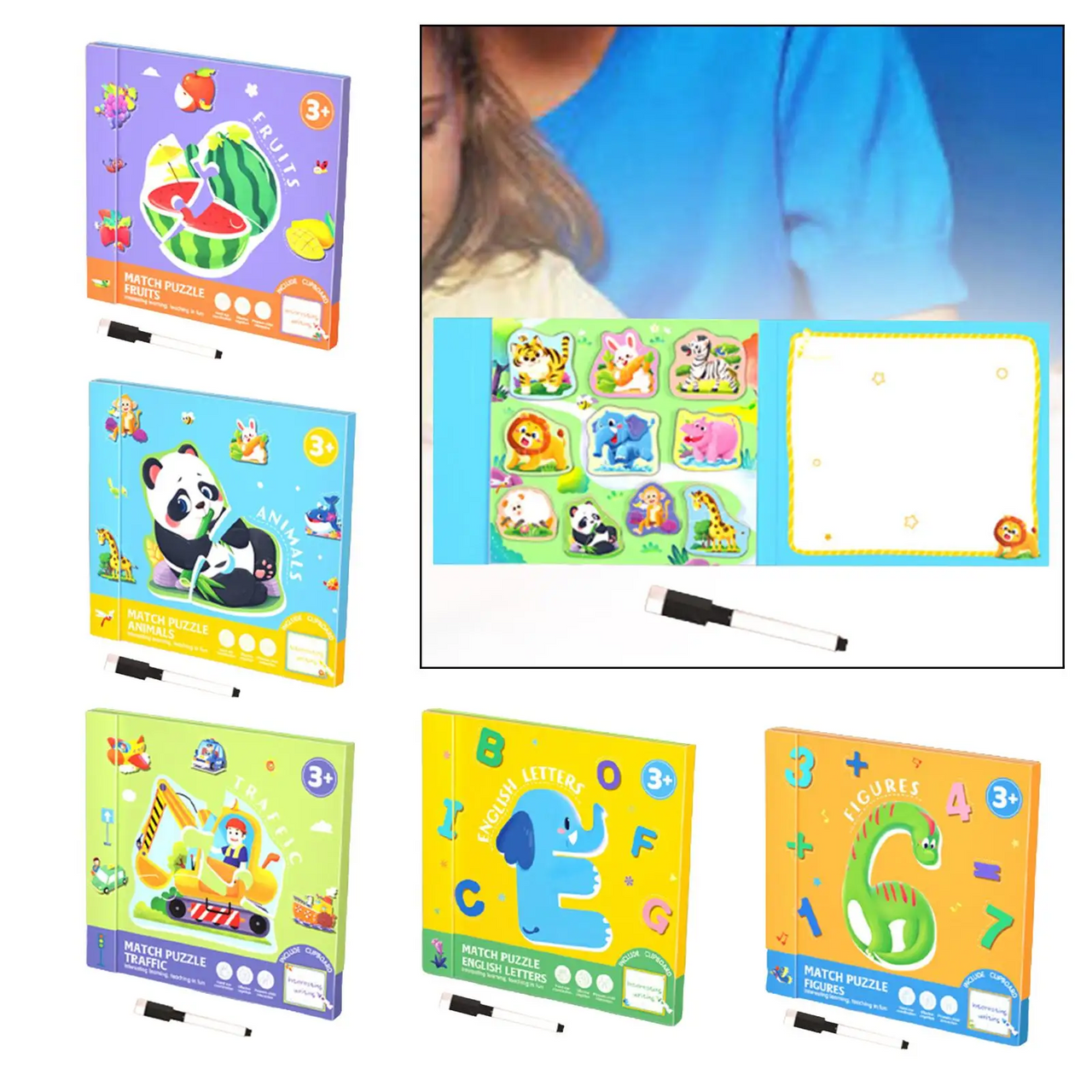 SmartMatch – Divertente e istruttivo – Libro magnetico 2 in 1 con disegni e puzzle