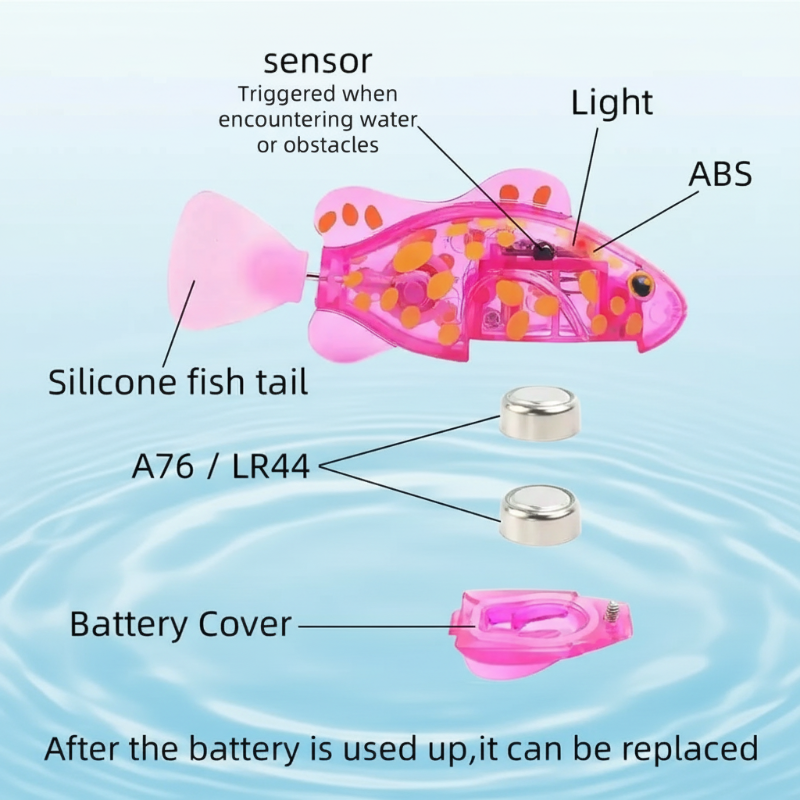 TinySwim – Divertimento e movimento – Pesciolino elettronico da piscina con luce LED