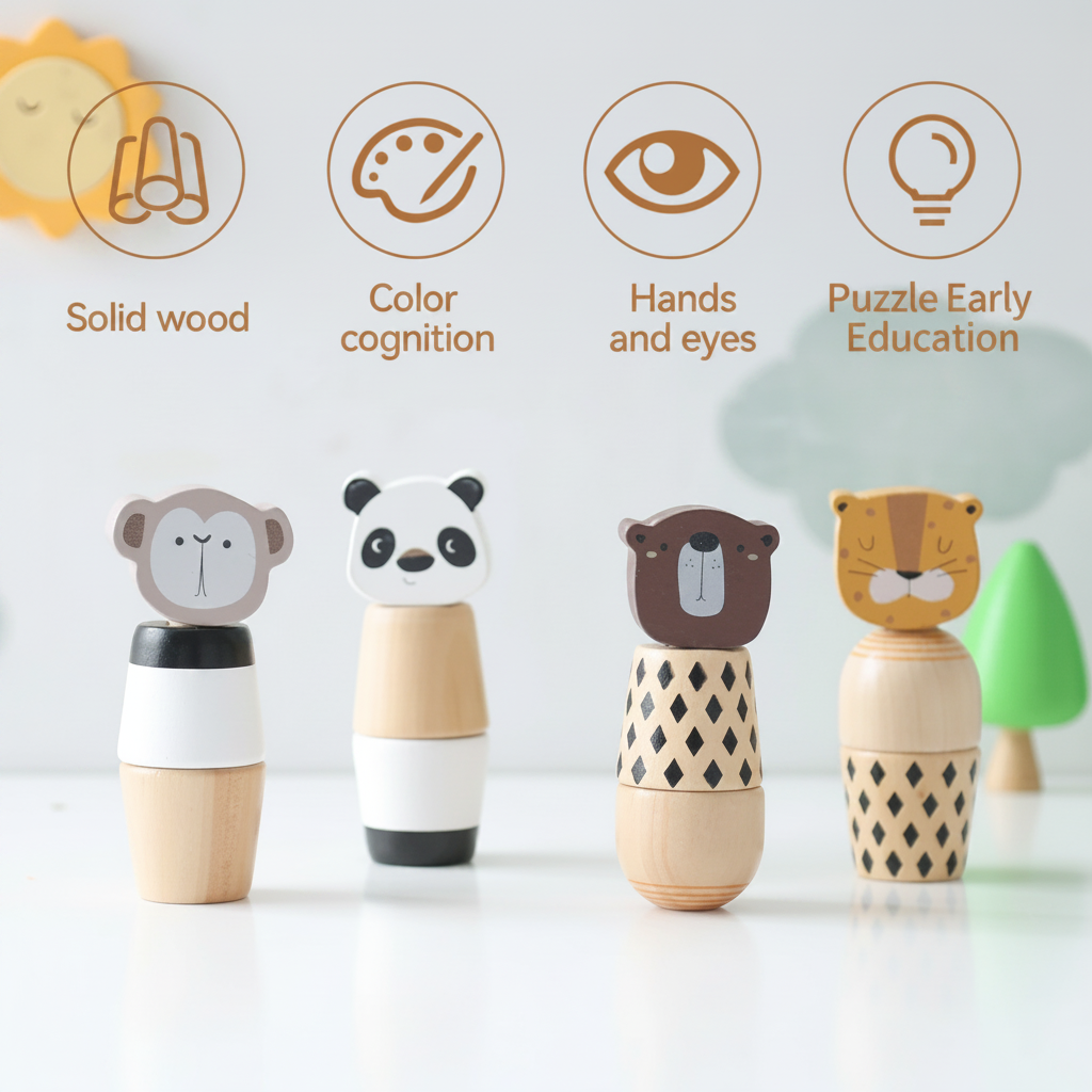 WoodyFriends – Motricità e divertimento – Giocattoli impilabili a forma di animali in legno