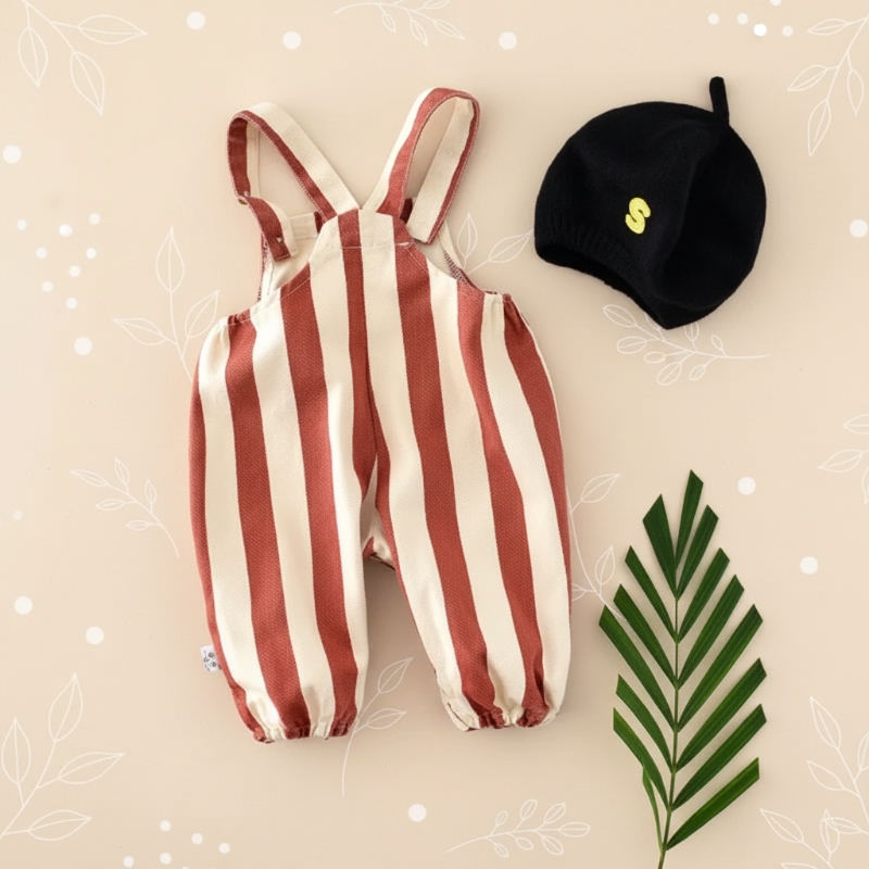 Striped Overall Romper – Morbido e confortevole – Tuta per bambini