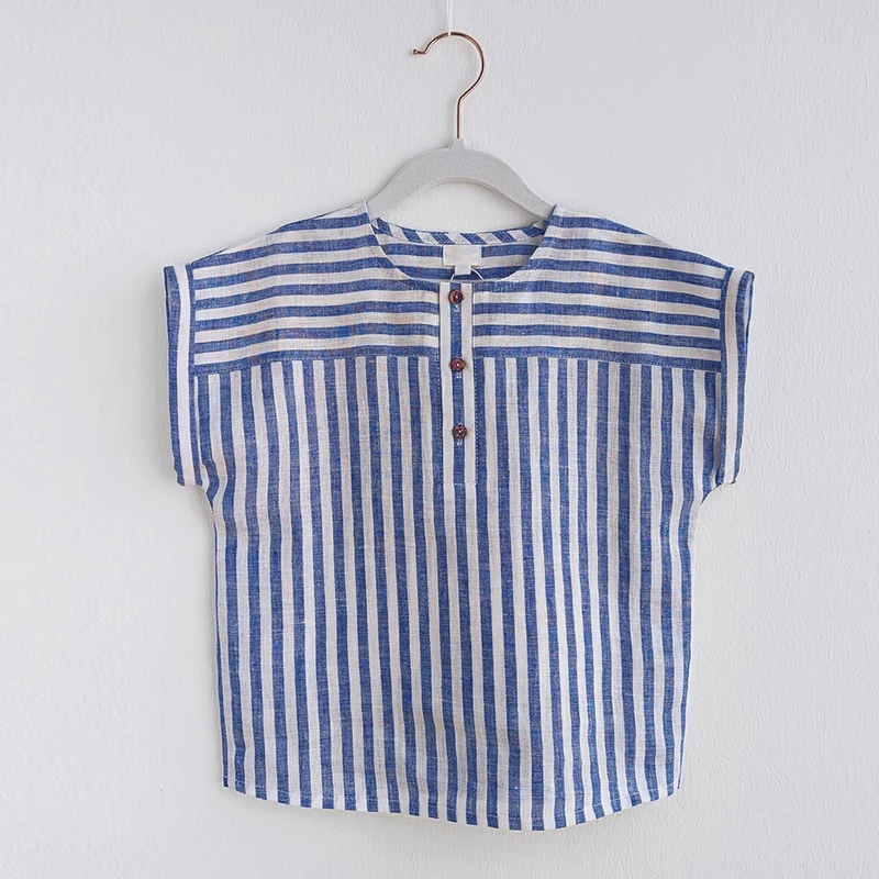 LittleClassic – Elegante e comoda – Camicia da ragazzo in lino con bottoni