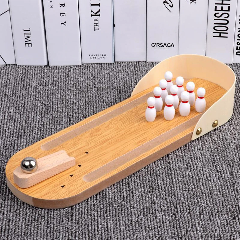 MiniStrike – Divertente e interattivo – Gioco di bowling da tavolo in legno