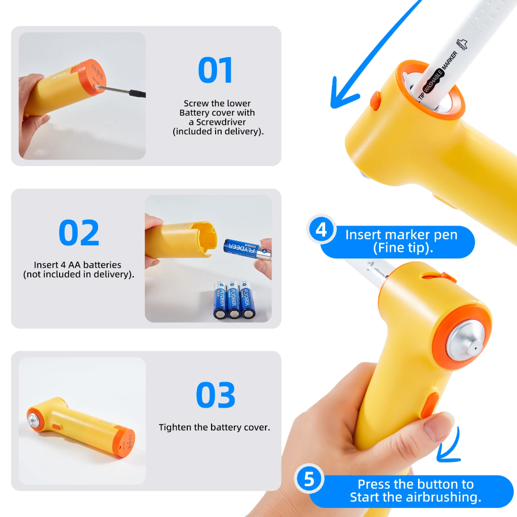 PaintBuddy – Creativo ed educativo – Set da disegno portatile con aerografo