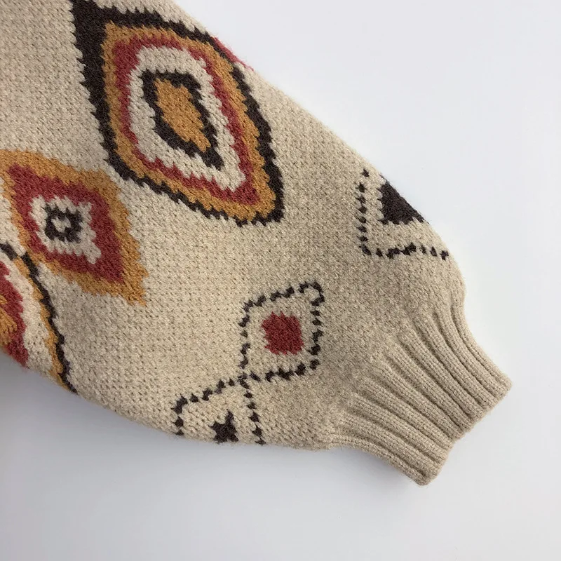 LittleRetro – Caldo ed elegante – Maglione da bambino lavorato a maglia con motivo a rombi
