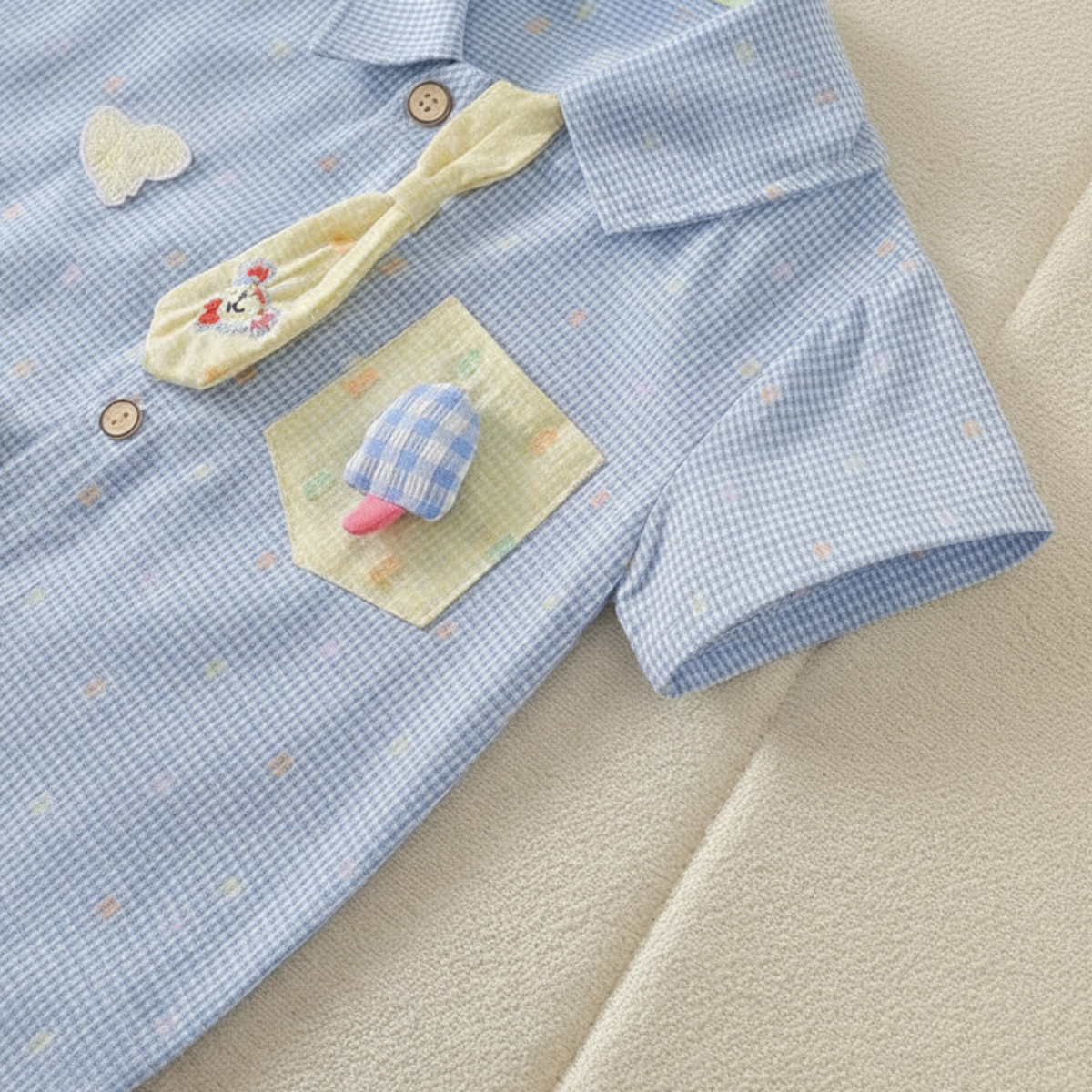 KiddoStyle – Carino e morbido – Tuta per bambini con cravatta e toppa