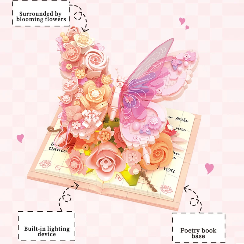 BloomBook – Romantico e creativo – Libro floreale in 3D con rose e farfalle