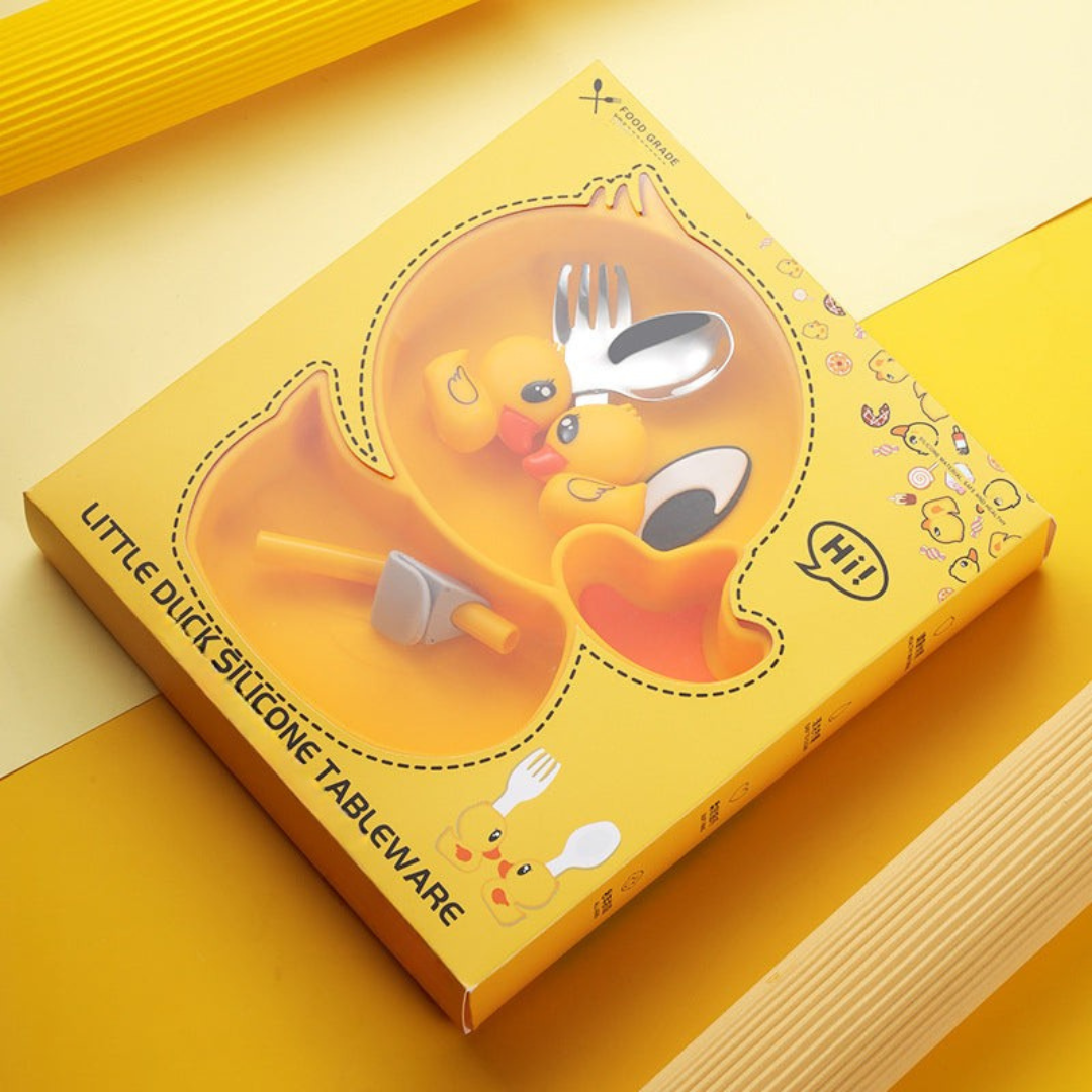 MiniMeal – Sicuro e antiscivolo – Set di piatti in silicone per bambini con posate