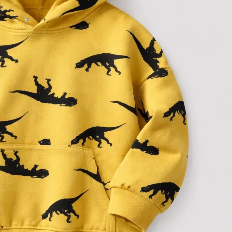 DinoStyle – Caldo e traspirante – Felpa con cappuccio con stampa Triceratops