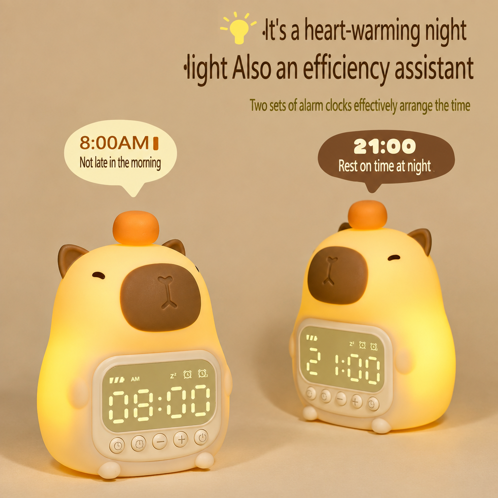 CappyClock – Carino e multifunzionale – Sveglia digitale per bambini con lucina notturna
