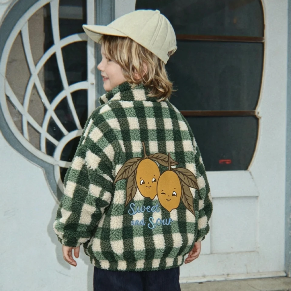 WarmHug – Comoda e alla moda – Giacca in pile per bambini con stampe divertenti