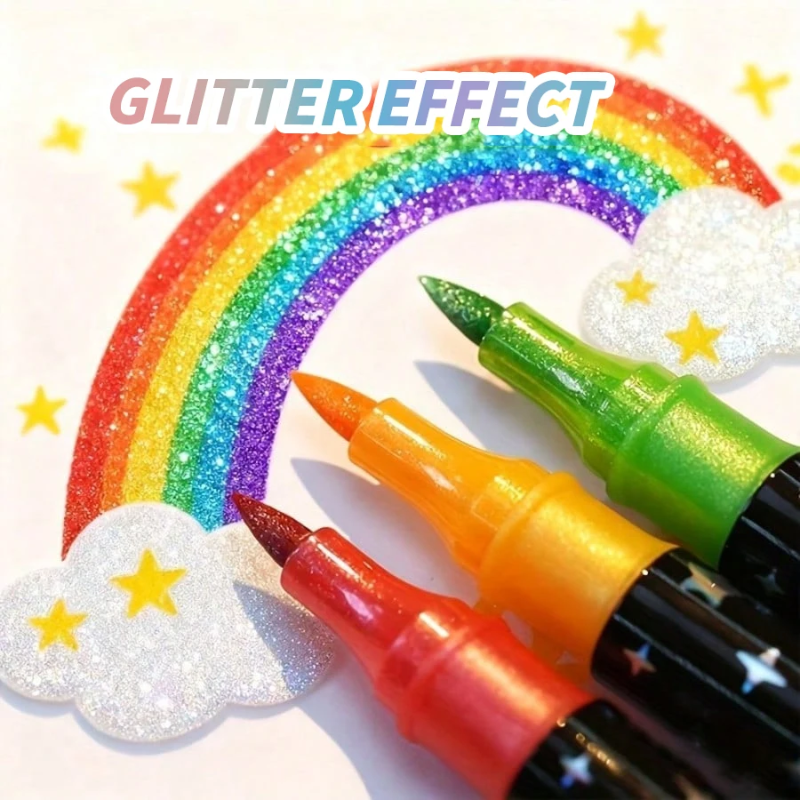 ArtShine – Colorato e brillante – Set di pennarelli glitterati e luminescenti a doppia punta